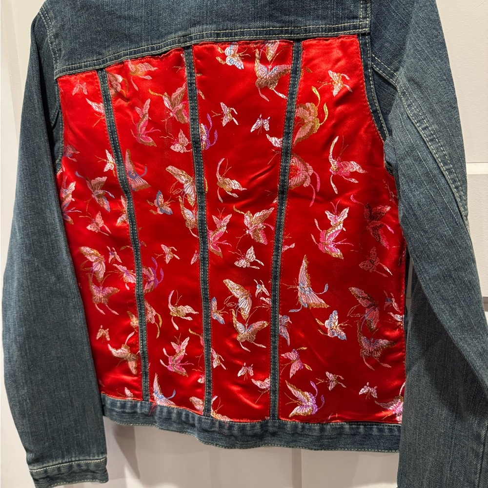 NWT Denim Jacket with Red Silk Details - Picture 8 of 8